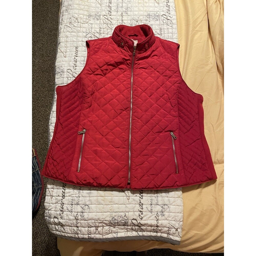 Cb Established 1962 Quilted Red Vest Gold Tone Accents Size 2X